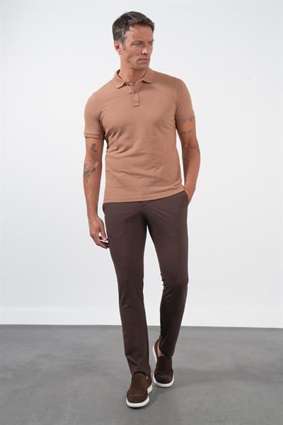 Vizon Polo Yaka Pike Kısa Kol Slim Fit Pamuklu Tişört 1011260169