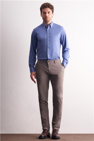Vizon Yan Cep Düz Paça Pamuklu Slim Fit Chino Casual Pantolon 1003255164