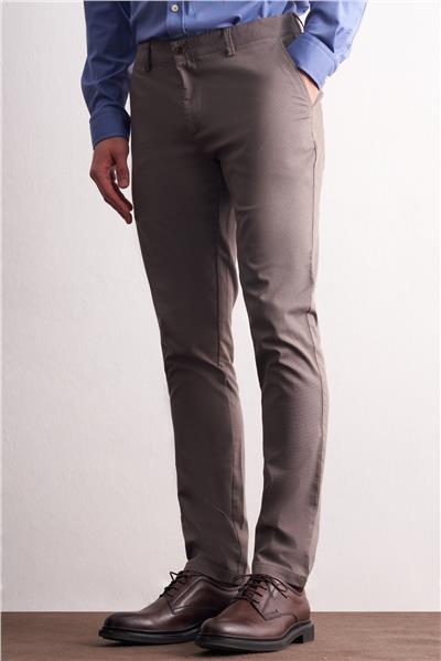 Vizon Yan Cep Düz Paça Pamuklu Slim Fit Chino Casual Pantolon 1003255164