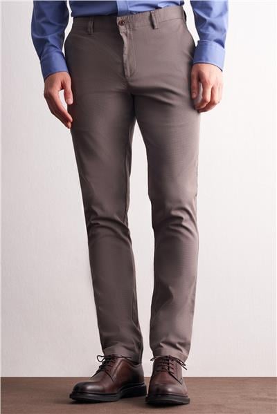 Vizon Yan Cep Düz Paça Pamuklu Slim Fit Chino Casual Pantolon 1003255164