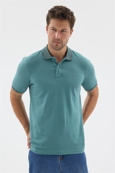 Nane Yeşil Polo Yaka Pike Kısa Kol Slim Fit %100 Pamuk Tişört 1011260171