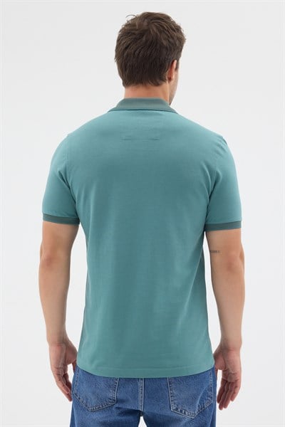 Nane Yeşil Polo Yaka Pike Kısa Kol Slim Fit %100 Pamuk Tişört 1011260171
