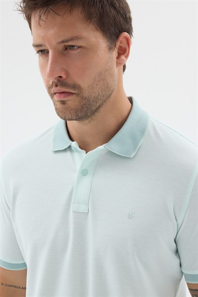 Yeşil Polo Yaka Pike Kısa Kol Slim Fit %100 Pamuk Tişört 1011260171