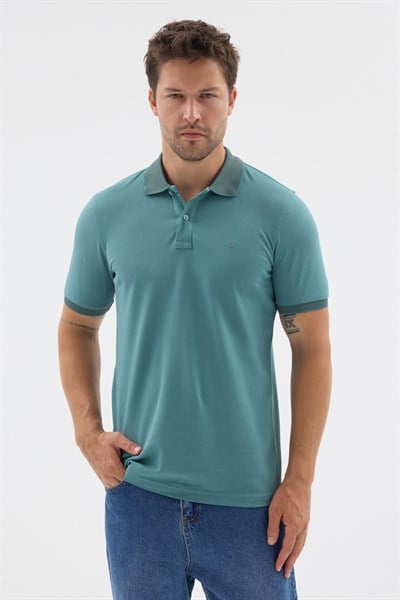 Nane Yeşil Polo Yaka Pike Kısa Kol Slim Fit %100 Pamuk Tişört 1011260171