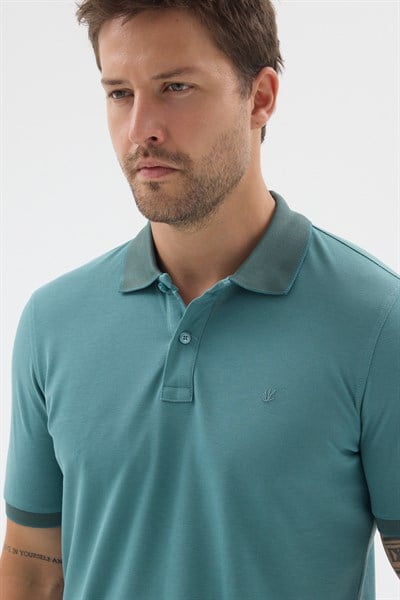 Nane Yeşil Polo Yaka Pike Kısa Kol Slim Fit %100 Pamuk Tişört 1011260171