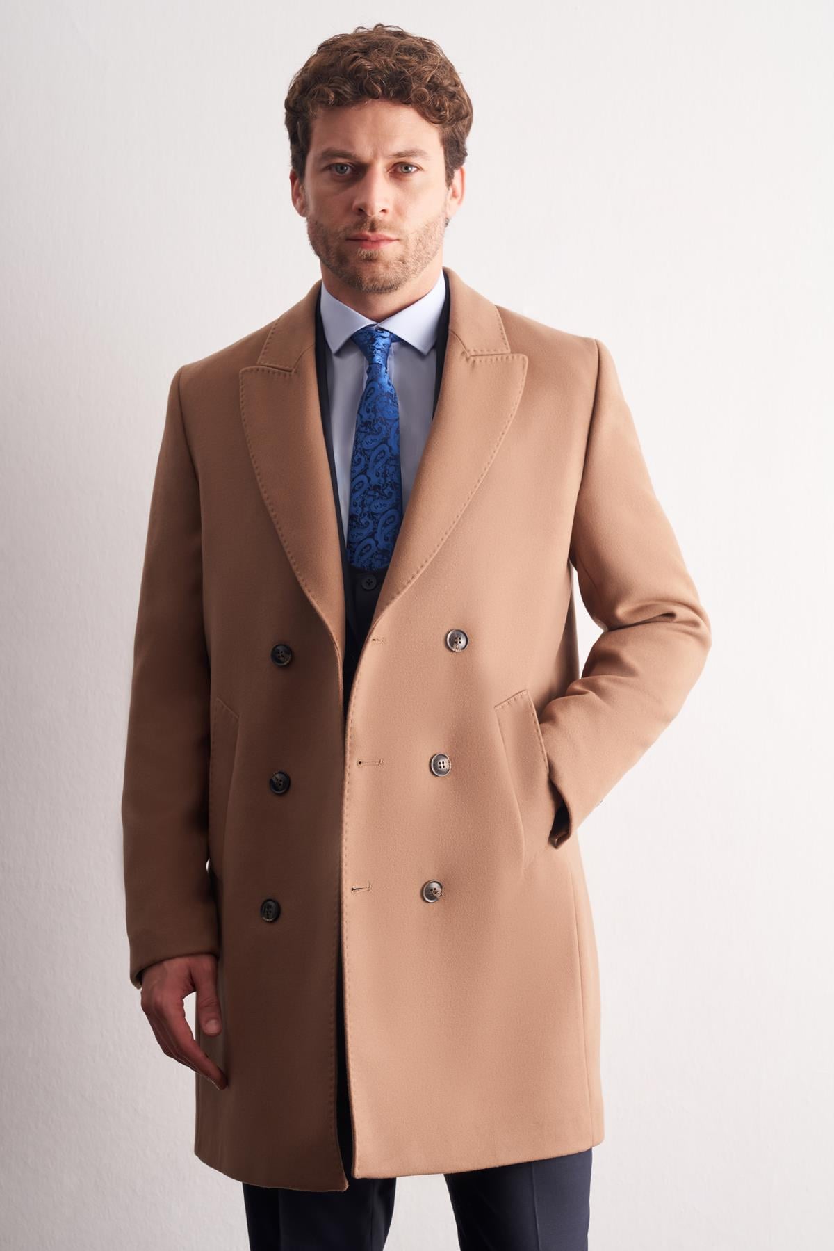 Camel Kılıç Yaka Kruvaze Comfort Fit Esnek Classic Kaban 1008255164