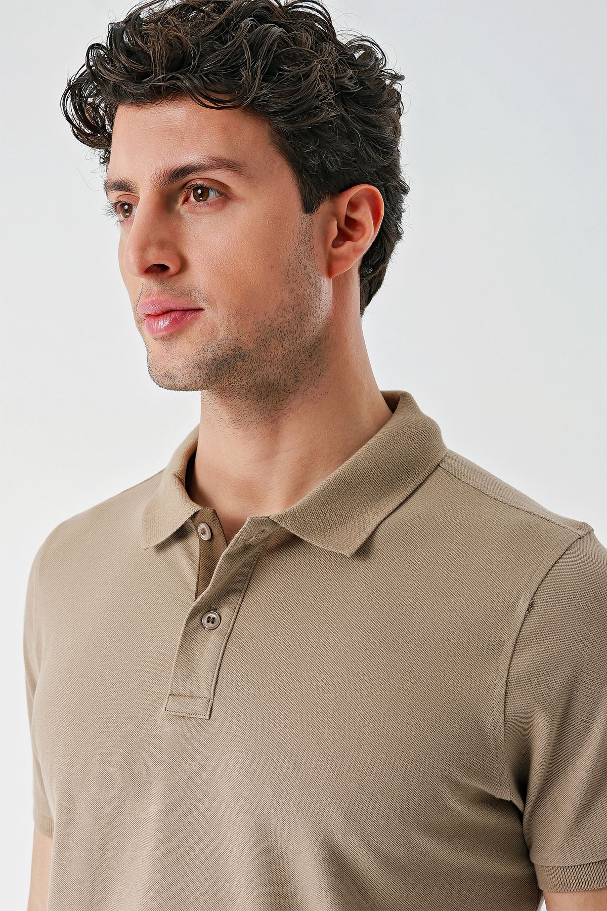 Su Ye ili Pike Polo Yaka Garnili Pamuklu Likral Casual Slim Fit Dar Kesim Ti ort 1011240156