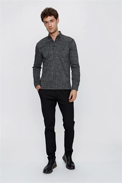 Uzun Kollu Jakarlı İtalyan Yaka Casual Slim Fit Dar Kesim Pamuklu Sweatshirt 1013225201-S