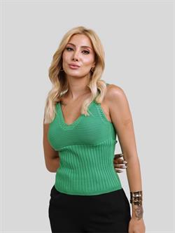 Z1098 Askılı Desenli V Yaka Atlet - B. Yeşil