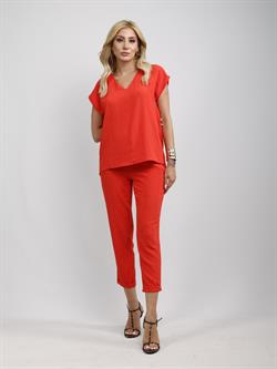 Z1222 Lastikli Havuç Paça Pantolon - Kırmızı