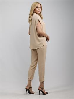 Z1222 Lastikli Havuç Paça Pantolon - Taş