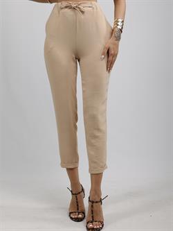 Z1222 Lastikli Havuç Paça Pantolon - Taş