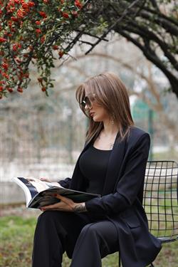 Z1228 Kolu Büzgülü Ceket - Siyah