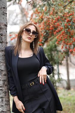 Z1228 Kolu Büzgülü Ceket - Siyah