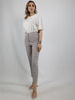 Z1377 Beli Lastikli Kumaş Pantolon - Gri
