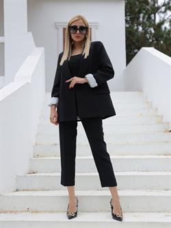 Z1440 Kolu Katlamalı Ceket - Siyah