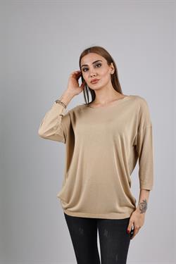 Z1457 Bisiklet Yaka Triko - Camel