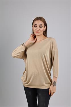 Z1457 Bisiklet Yaka Triko - Camel