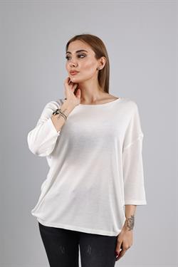 Z1457 Bisiklet Yaka Triko - Ekru