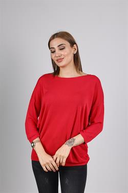 Z1457 Bisiklet Yaka Triko - Kırmızı