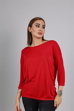 Z1457 Bisiklet Yaka Triko - Kırmızı