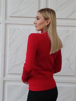 Z1585 032 Yarım Balıkçı Yaka Kazak - Kırmızı