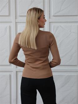 Z1588 Bisiklet Yaka Kazak - Camel