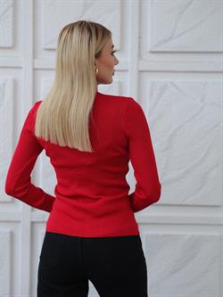 Z1588 Bisiklet Yaka Kazak - Kırmızı