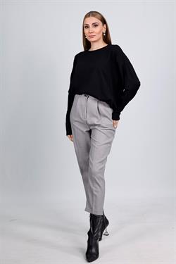 Z1589 173 Bisiklet Yaka Kazak - Siyah