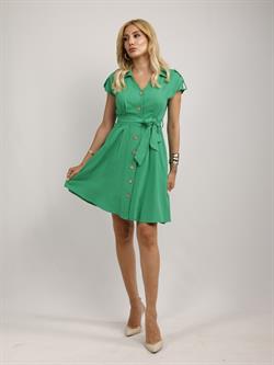 Z1818 Pile Detaylı Elbise - Yeşil