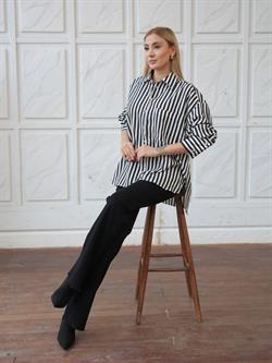 Z1878 Çizgili Gömlek - Siyah/Beyaz