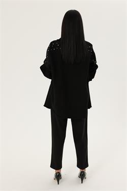 Z2015 4911 Taşlı Gabardin Gömlek - Siyah