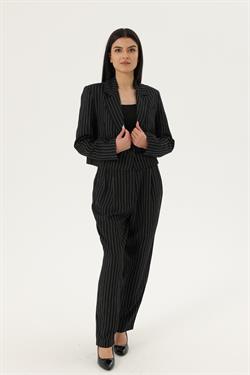 Z2026A Çizgili Pantolon - Siyah