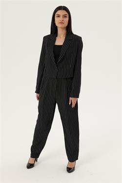 Z2027U Çizgili Ceket - Siyah