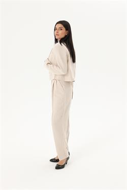 Z2027U Çizgili Ceket - Taş