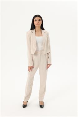 Z2027U Çizgili Ceket - Taş