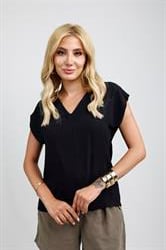 Z2085 V Yaka Bluz - Siyah