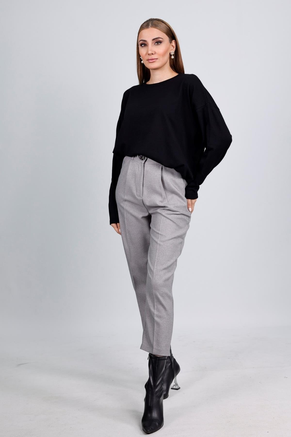 Z1589 173 Bisiklet Yaka Kazak - Siyah