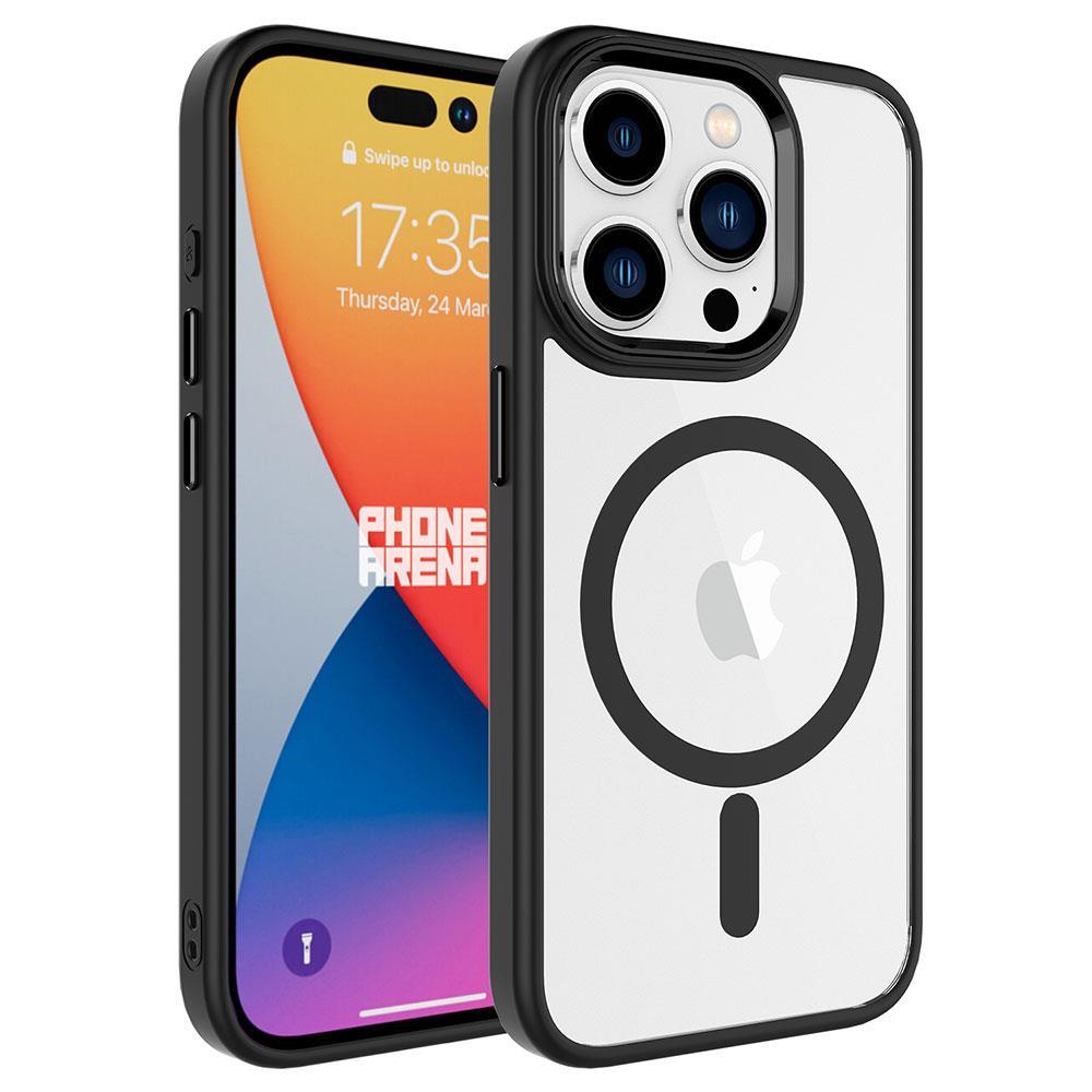 Hibrit Serisi Siyah iPhone 15 Pro MagSafe Şeffaf Kılıf