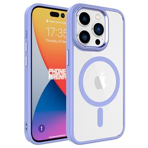 Hibrit Serisi Lila iPhone 15 Pro Max MagSafe Şeffaf Kılıf