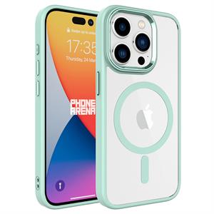 Hibrit Serisi Mint Yeşili iPhone 15 Pro Max MagSafe Şeffaf Kılıf