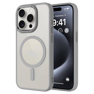 Hibrit Serisi Natural Titanium iPhone 15 Pro Max MagSafe Şeffaf Kılıf