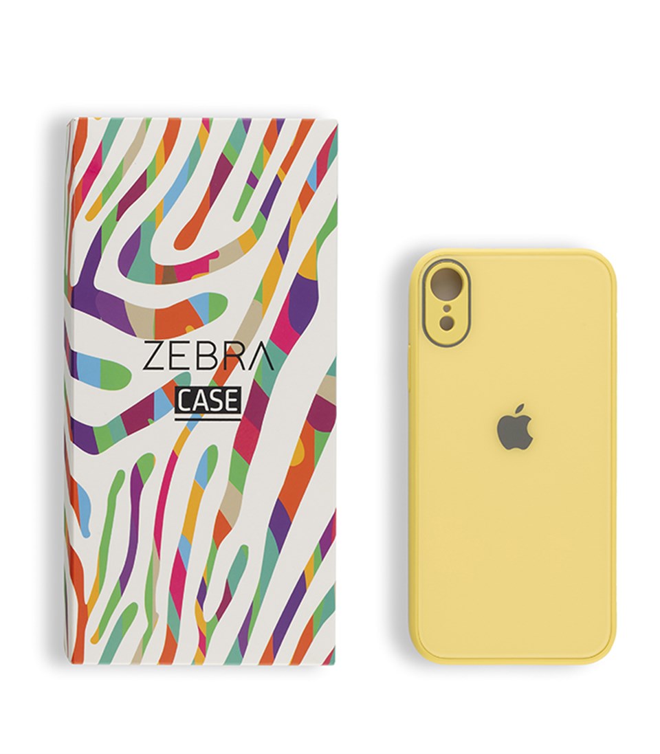 Iphone XR Sarı Glass Serisi Kılıf