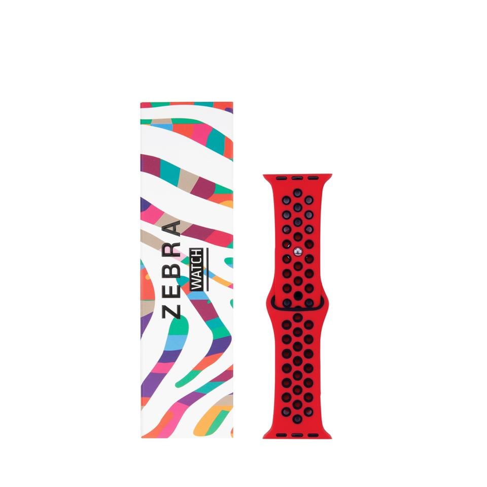 Kırmızı-Siyah Apple Watch Spor Kordon 
