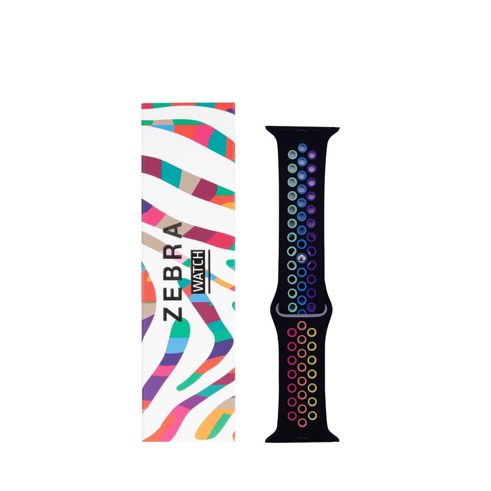 Siyah-Rainbow Apple Watch Spor Kordon 