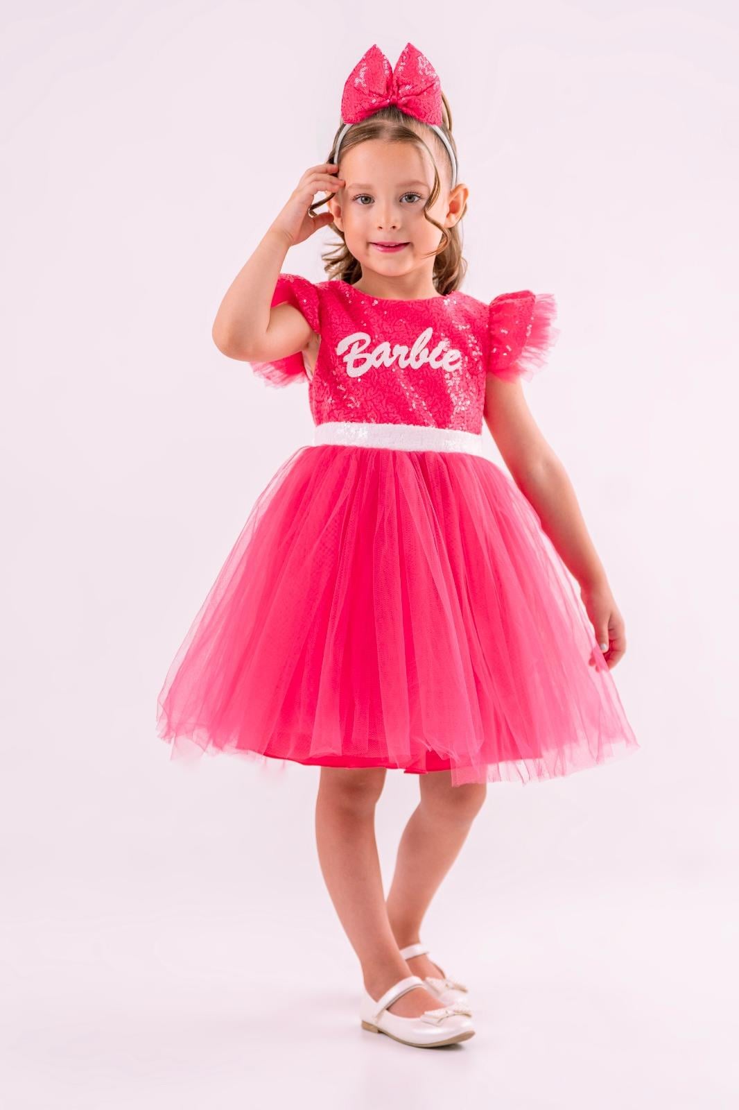 BARBİE PULLU FİYONKLU ELBİSE