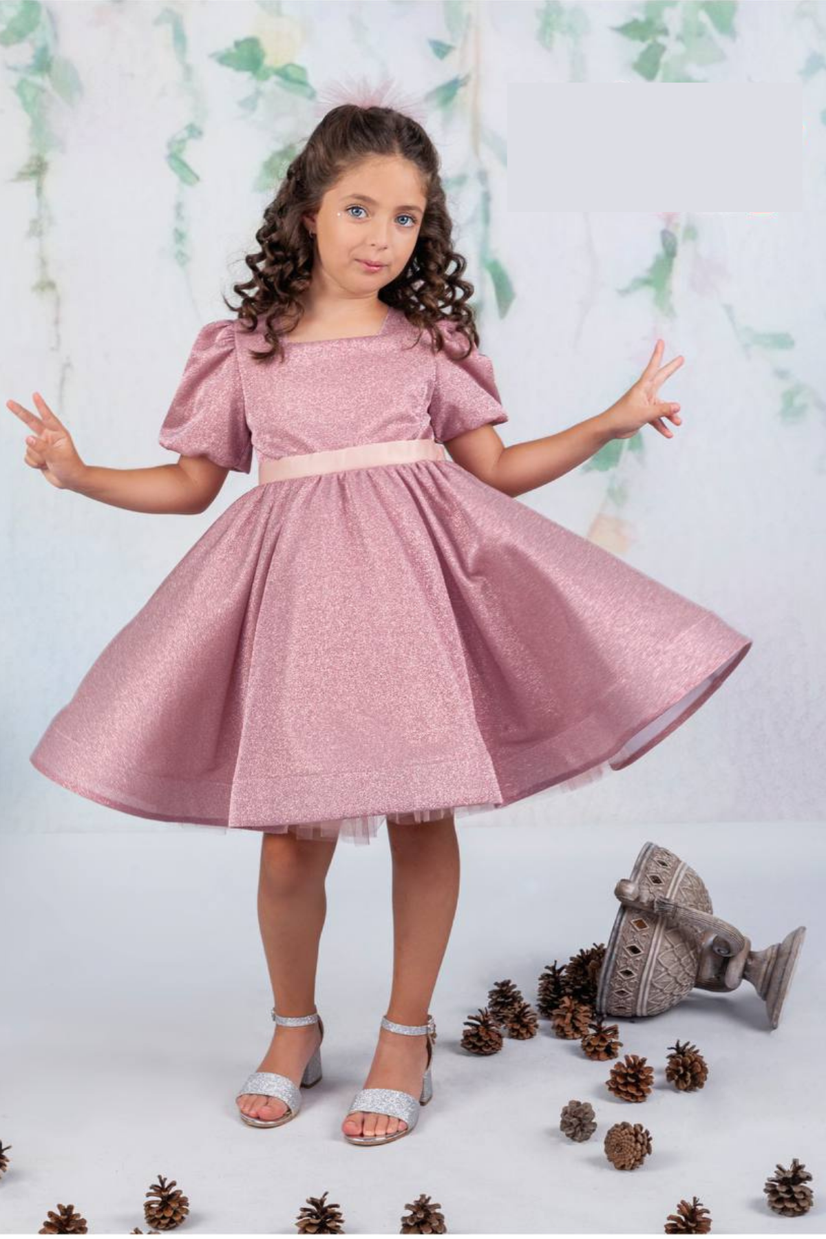 BALON KOL SİMLİ KREP ELBİSE