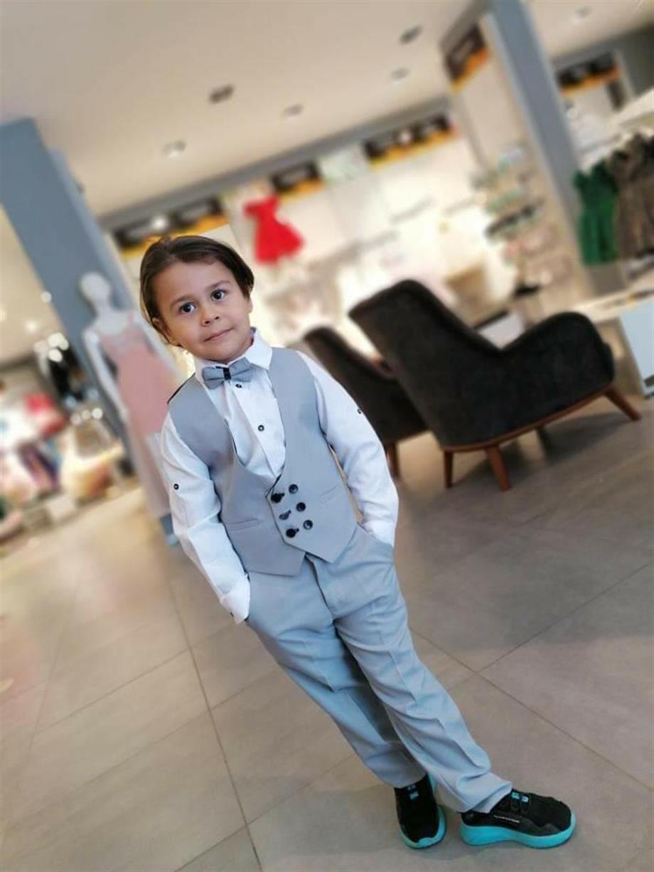 Minik Damat Yelekli Takım Gri 5/8 Yaş