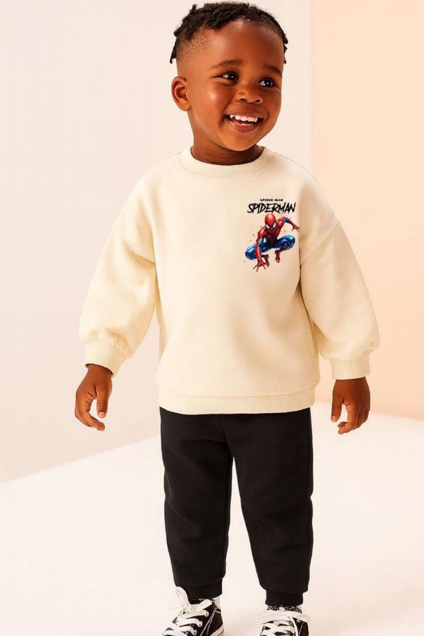 Sevimli Örümcek Baskılı  Takım Beyaz