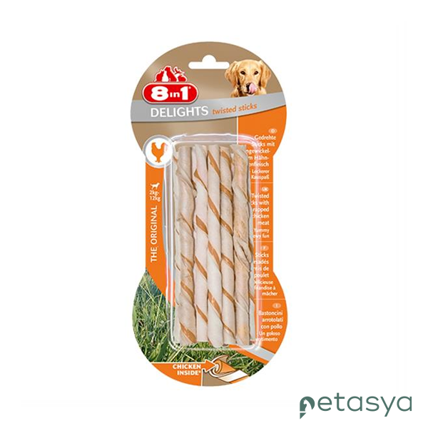 8in1 Delights Bones Ağız Bakımı için Burgu Çubuk  (10lu) 55gr
